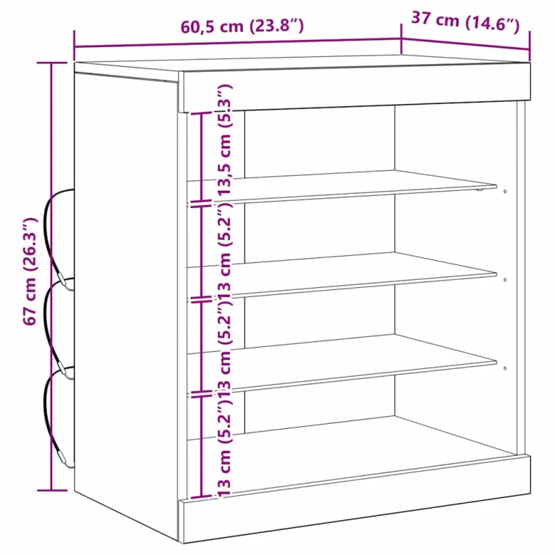 LED Bufetas Senas medis 60,5 x 37 x 67 cm Apdirbta mediena