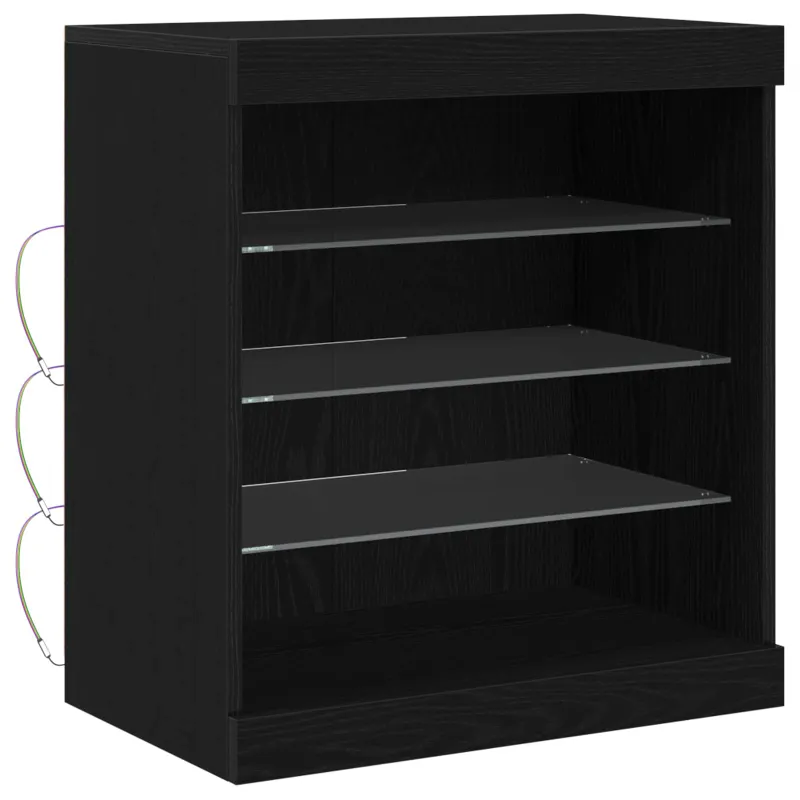 LED Bufetas Juodas ąžuolas 60,5 x 37 x 67 cm Apdirbta mediena
