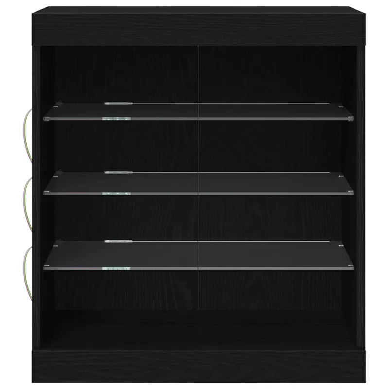 LED Bufetas Juodas ąžuolas 60,5 x 37 x 67 cm Apdirbta mediena