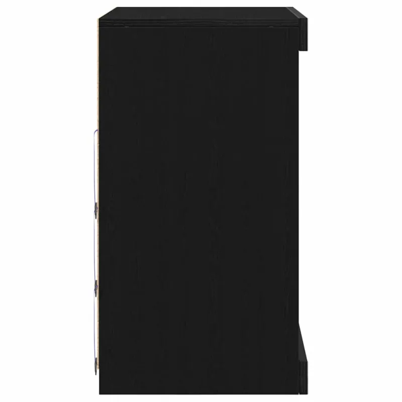 LED Bufetas Juodas ąžuolas 60,5 x 37 x 67 cm Apdirbta mediena