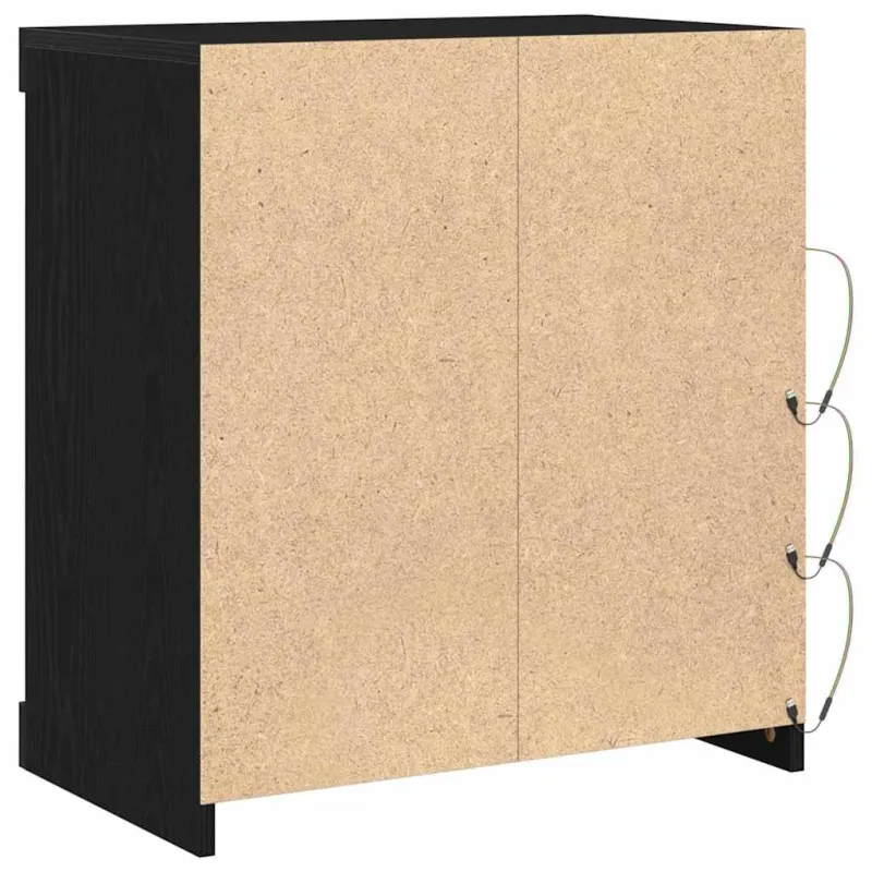 LED Bufetas Juodas ąžuolas 60,5 x 37 x 67 cm Apdirbta mediena
