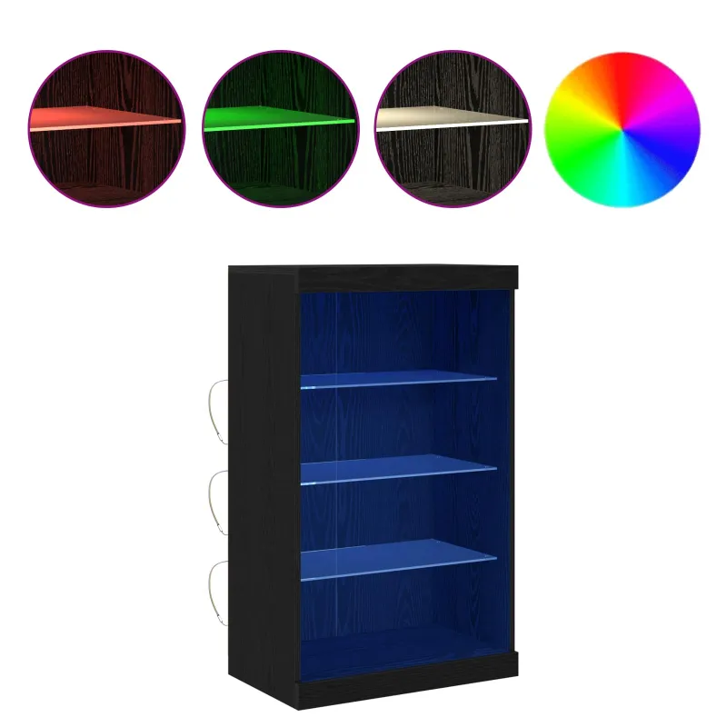 LED Bufetas Juodas ąžuolas 60,5 x 37 x 100 cm Apdirbta mediena