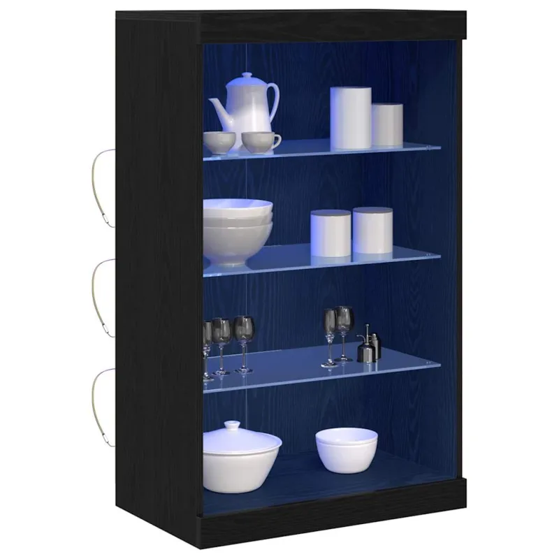 LED Bufetas Juodas ąžuolas 60,5 x 37 x 100 cm Apdirbta mediena