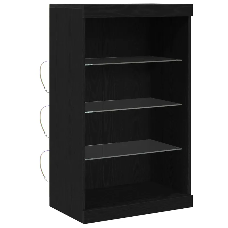 LED Bufetas Juodas ąžuolas 60,5 x 37 x 100 cm Apdirbta mediena