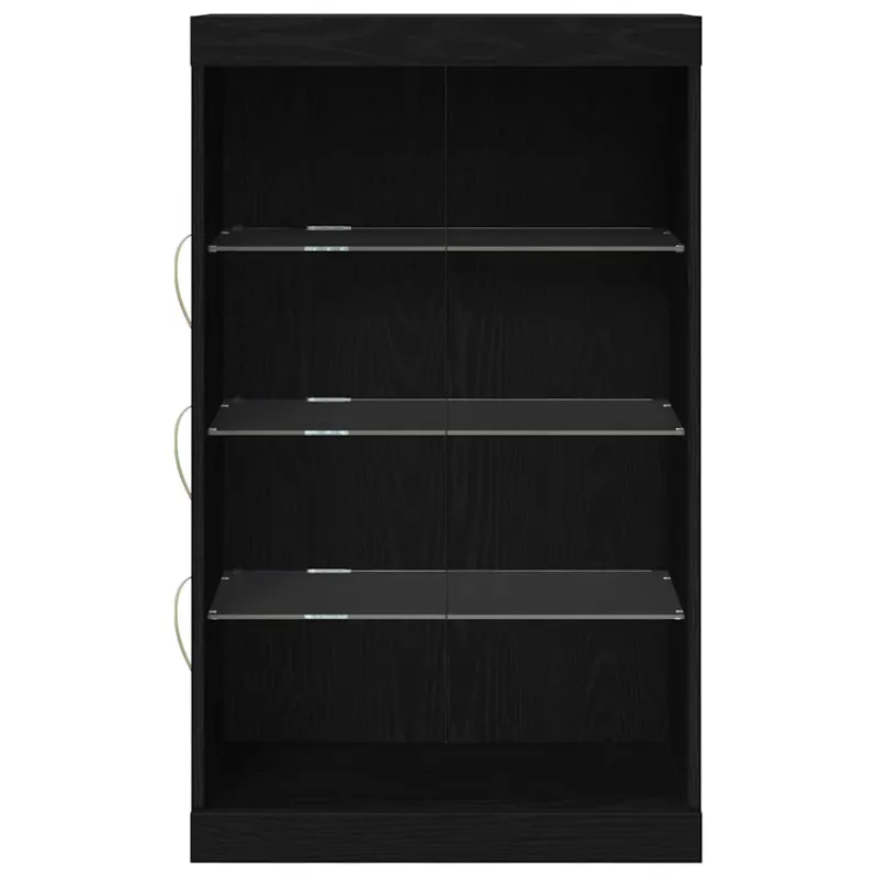 LED Bufetas Juodas ąžuolas 60,5 x 37 x 100 cm Apdirbta mediena