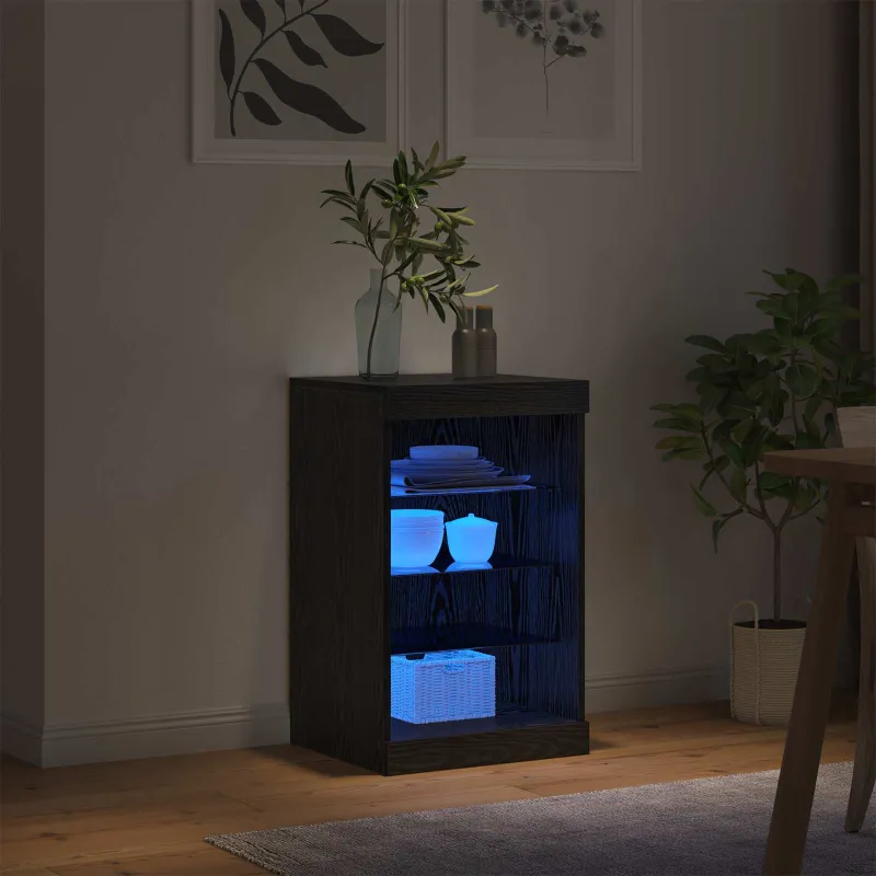 LED Bufetas Juodas ąžuolas 41 x 37 x 67 cm Apdirbta mediena