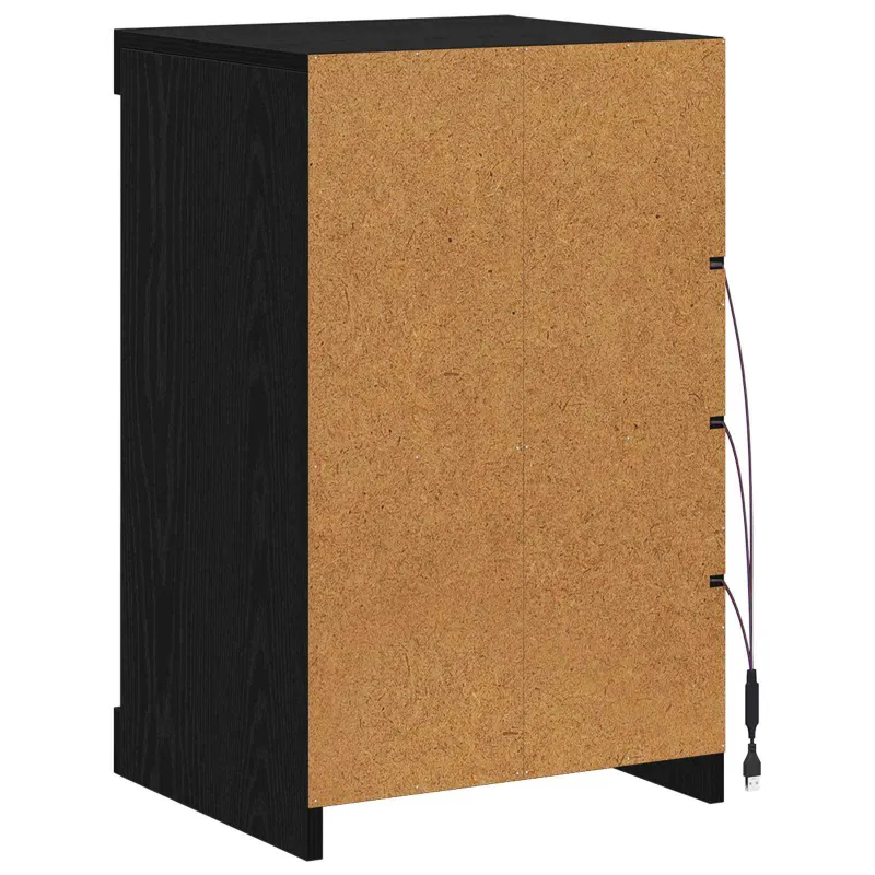 LED Bufetas Juodas ąžuolas 41 x 37 x 67 cm Apdirbta mediena