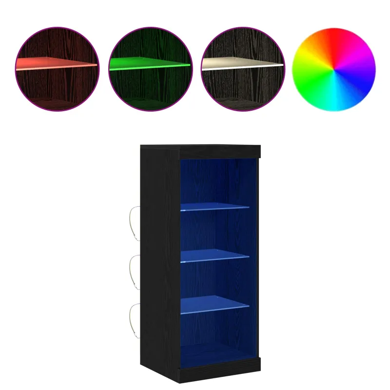 LED Bufetas Juodas ąžuolas 41 x 37 x 100 cm Apdirbta mediena