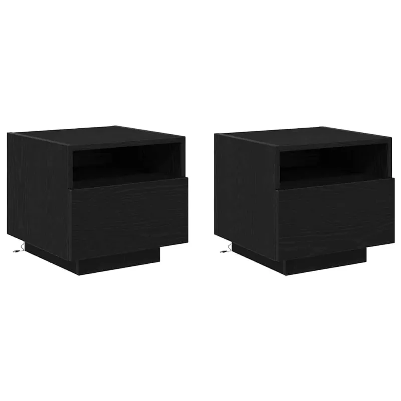 Šalia lovos spintelė 2 pcs Juodas ąžuolas 40 x 39 x 37 cm
