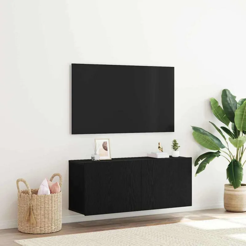 TV spintelių komplektas Juodas ąžuolas 100 x 30 x 41 cm