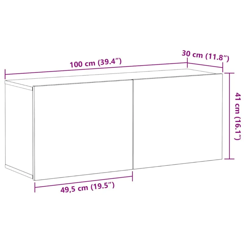 TV spintelių komplektas Juodas ąžuolas 100 x 30 x 41 cm