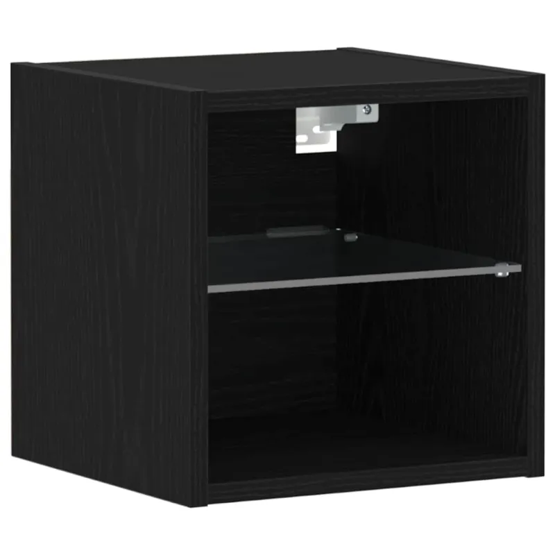 LED sieninis šoninis stalelis 2 pcs Juoda 30 x 28,5 x 30 cm