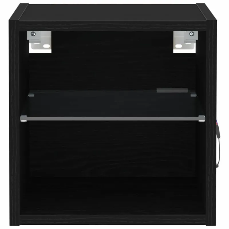 LED sieninis šoninis stalelis 2 pcs Juoda 30 x 28,5 x 30 cm