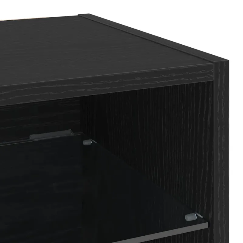 LED sieninis šoninis stalelis 2 pcs Juoda 30 x 28,5 x 30 cm