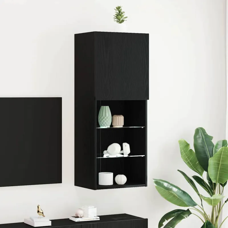 TV spintelių komplektas Juodas ąžuolas 40,5 x 30 x 102 cm