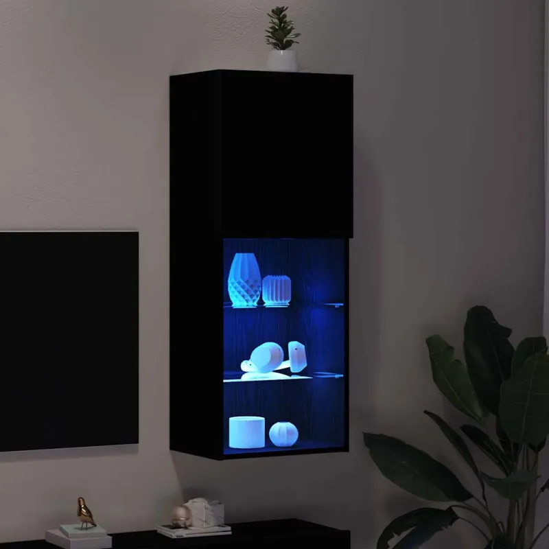 TV spintelių komplektas Juodas ąžuolas 40,5 x 30 x 102 cm