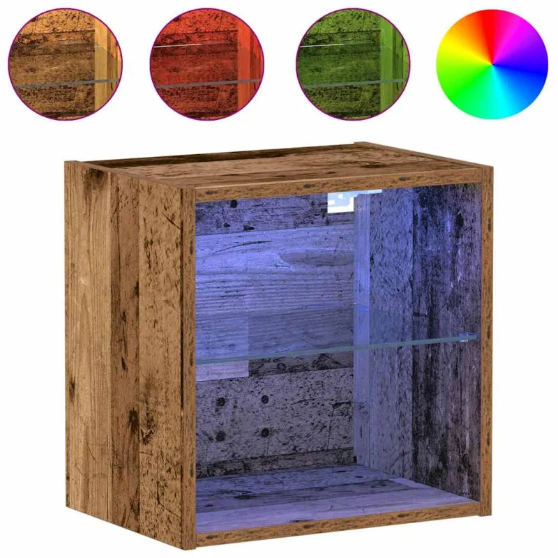 Savitautinė lentyna su LED apšvietimu su lentyna 2 pcs Ruda