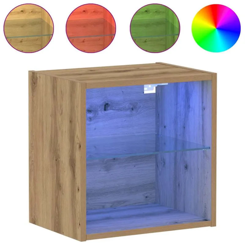 Savitautinė lentyna su LED apšvietimu su lentyna 2 pcs Ruda