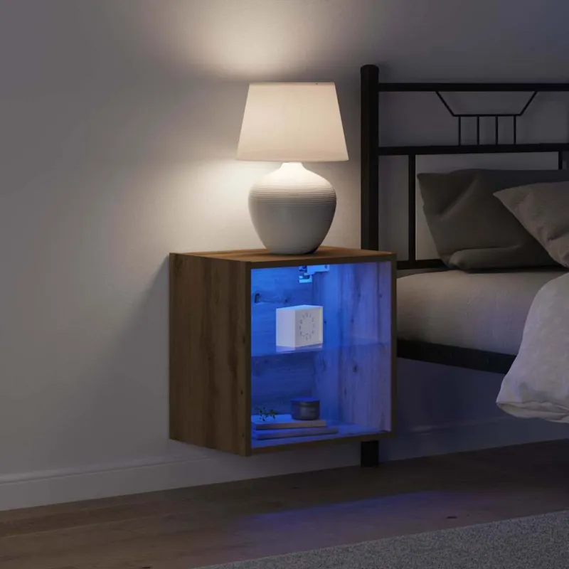 Savitautinė lentyna su LED apšvietimu su lentyna 2 pcs Ruda