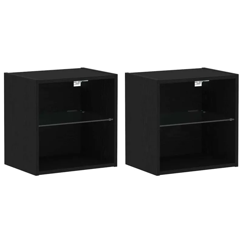 Savitautinė lentyna su LED apšvietimu su lentyna 2 pcs Juoda