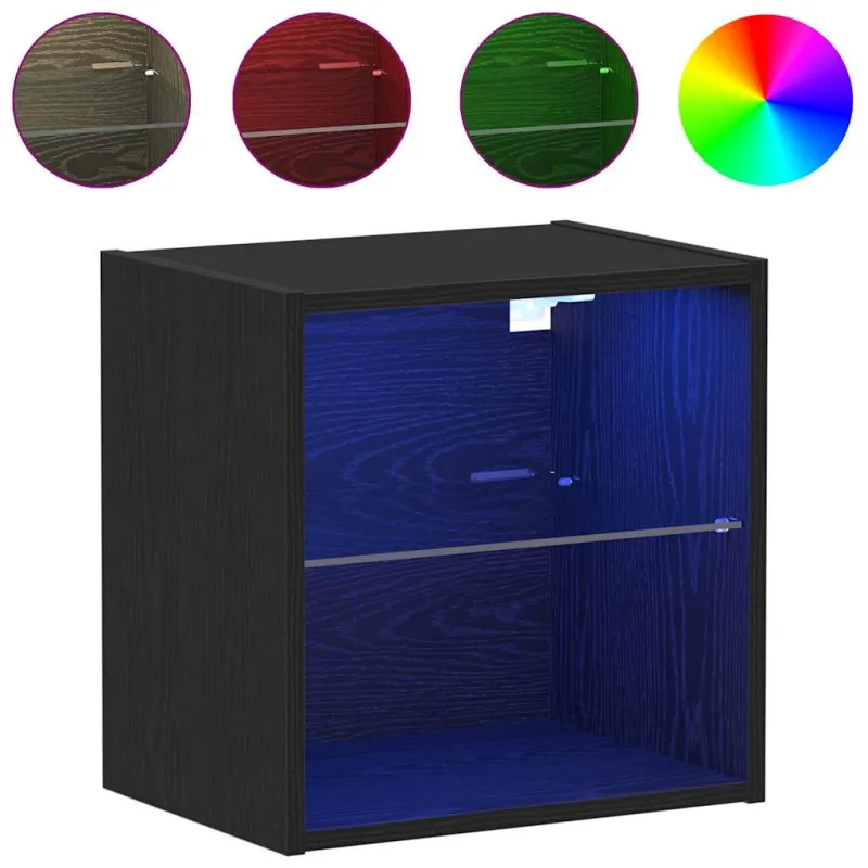 Savitautinė lentyna su LED apšvietimu su lentyna 2 pcs Juoda