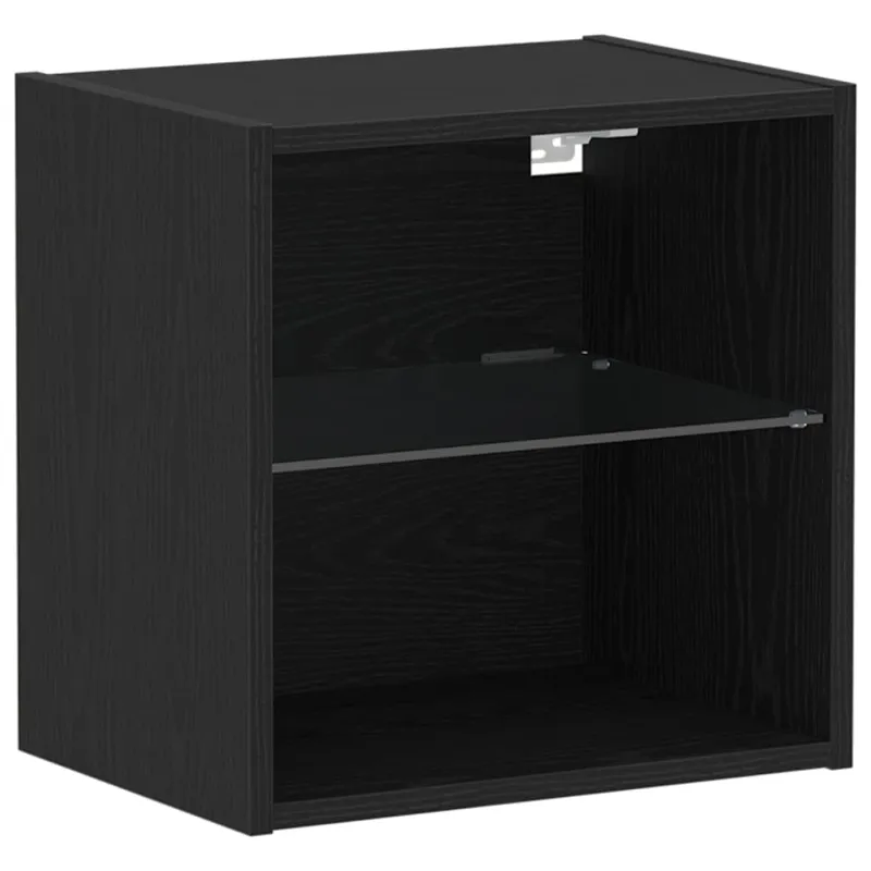 Savitautinė lentyna su LED apšvietimu su lentyna 2 pcs Juoda