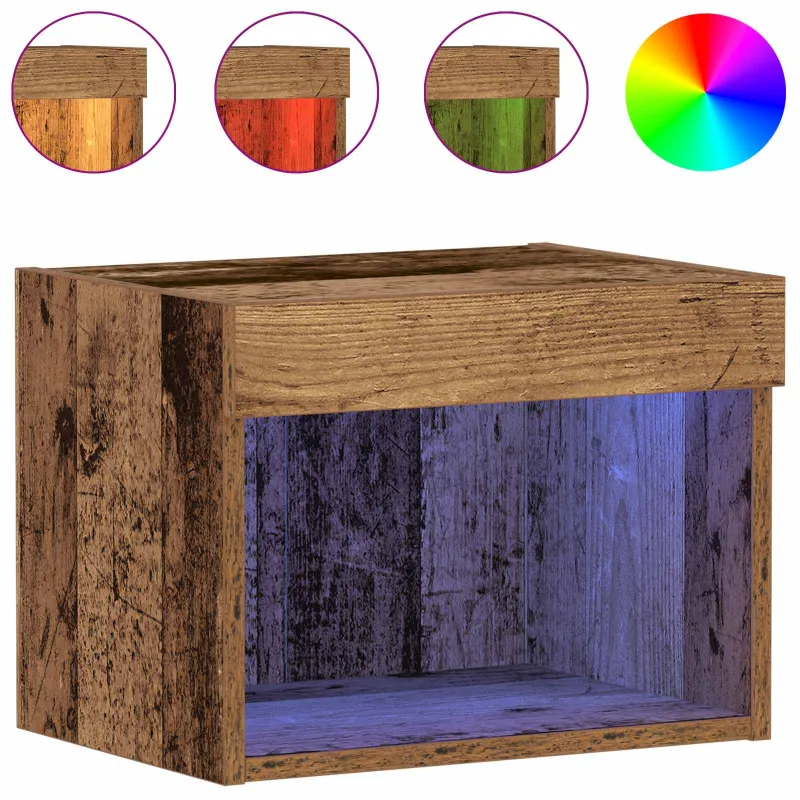 TV spintelių komplektas su LED Senas medis 40 x 30 x 30 cm