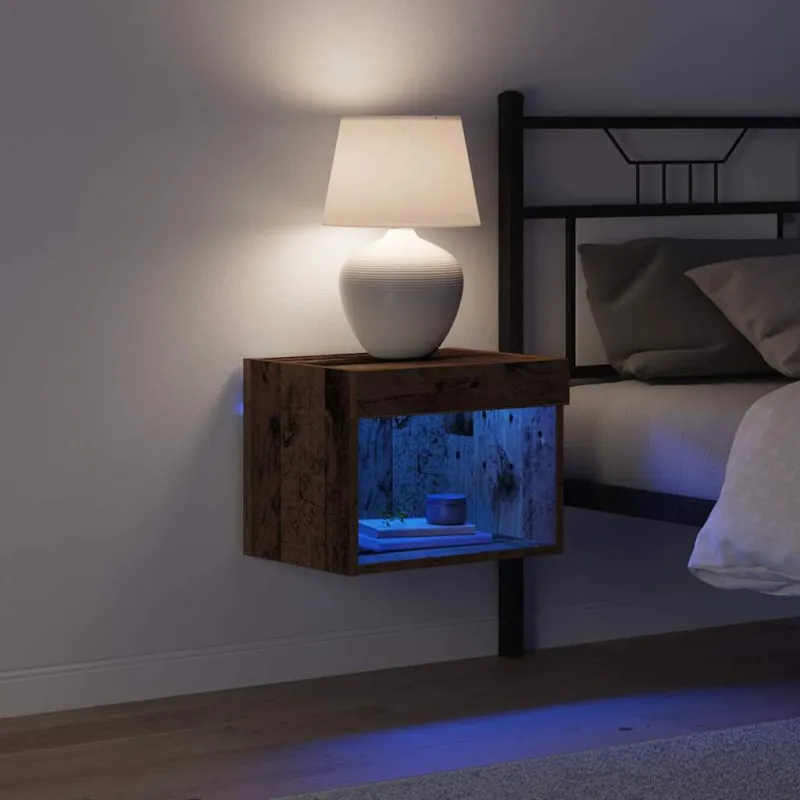 TV spintelių komplektas su LED Senas medis 40 x 30 x 30 cm