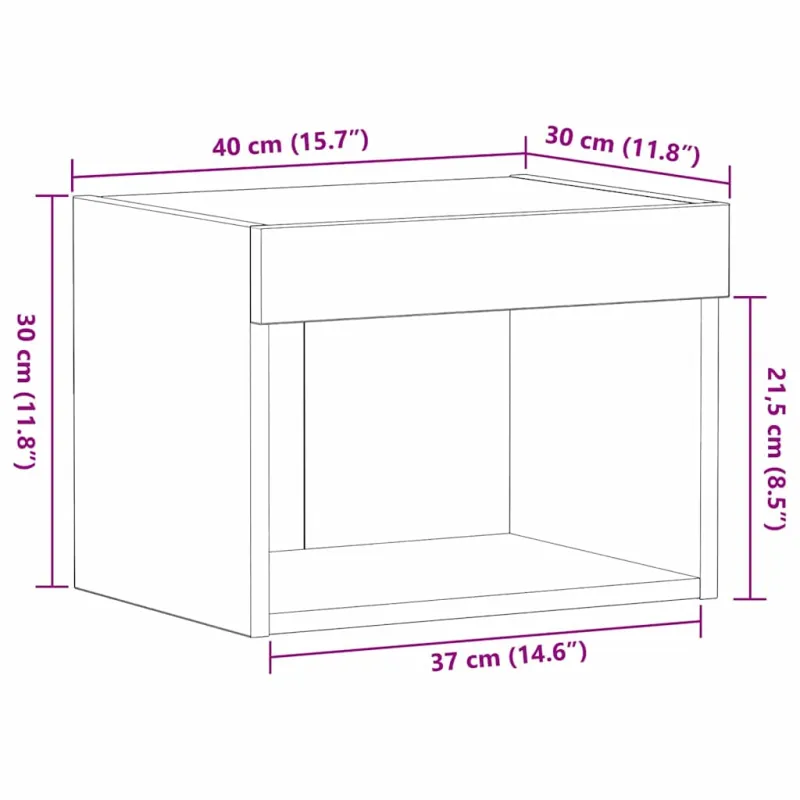 TV spintelių komplektas su LED Juodas ąžuolas 40 x 30 x 30 cm