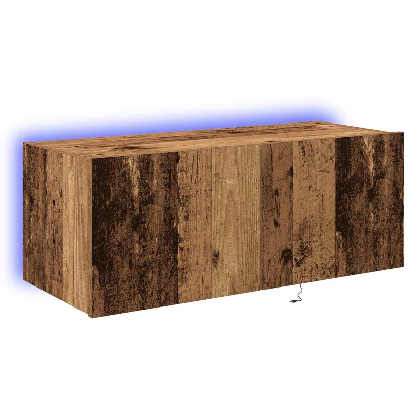 TV sieninė spintelė su LED Senas medis 80 x 35 x 31 cm