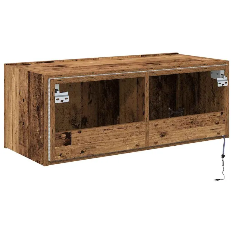 TV sieninė spintelė su LED Senas medis 80 x 35 x 31 cm