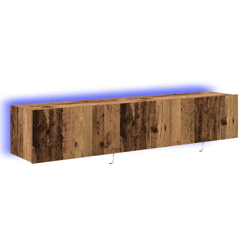 TV sieninė spintelė su LED 2 pcs Senas medis 80 x 35 x 31 cm