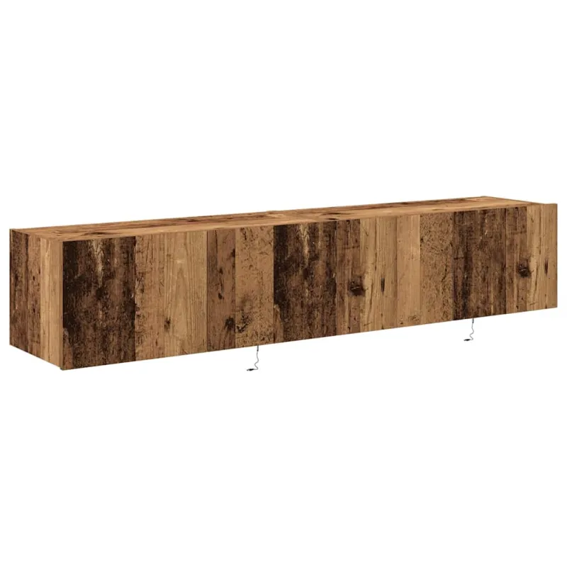 TV sieninė spintelė su LED 2 pcs Senas medis 80 x 35 x 31 cm