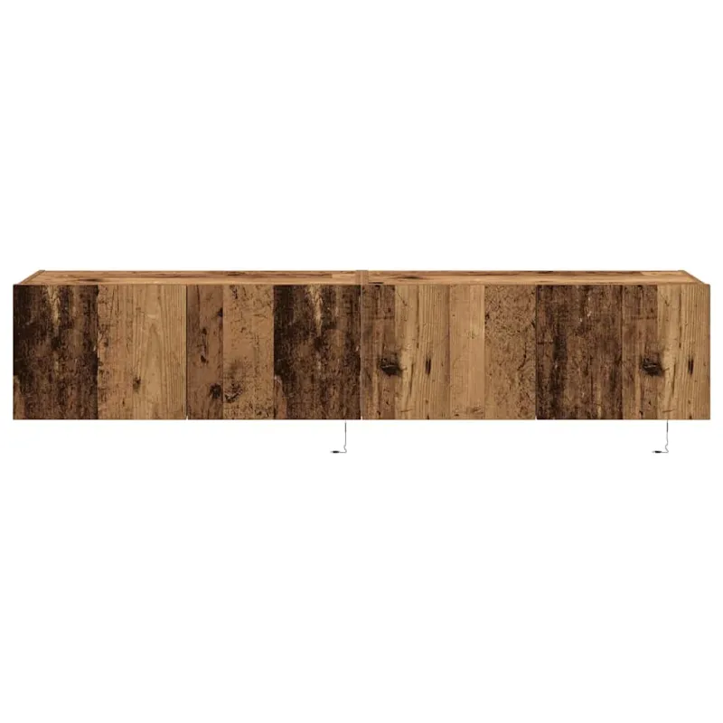 TV sieninė spintelė su LED 2 pcs Senas medis 80 x 35 x 31 cm