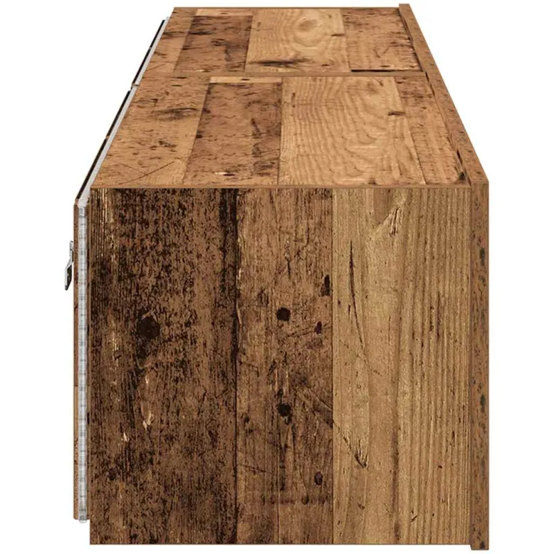 TV sieninė spintelė su LED 2 pcs Senas medis 80 x 35 x 31 cm