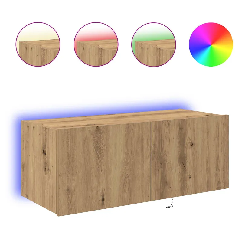 TV sieninė spintelė su LED Amatininkų ąžuolas 80 x 35 x 31 cm