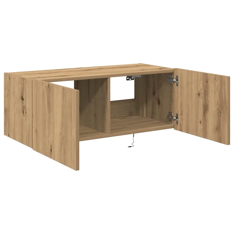 TV sieninė spintelė su LED Amatininkų ąžuolas 80 x 35 x 31 cm