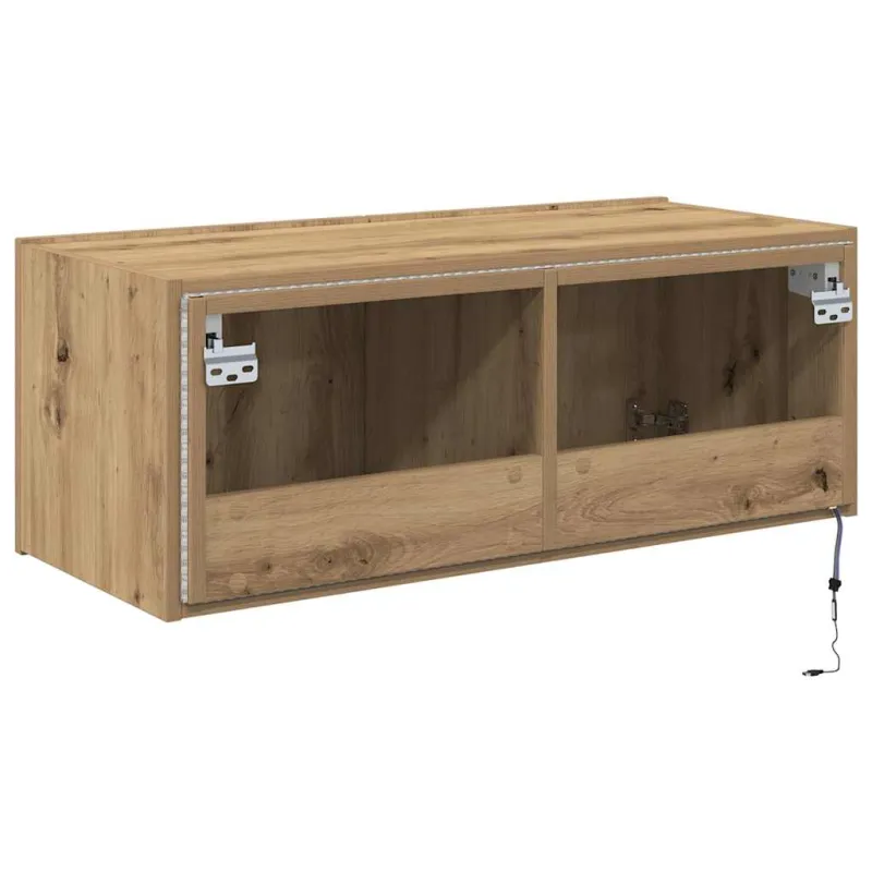 TV sieninė spintelė su LED Amatininkų ąžuolas 80 x 35 x 31 cm