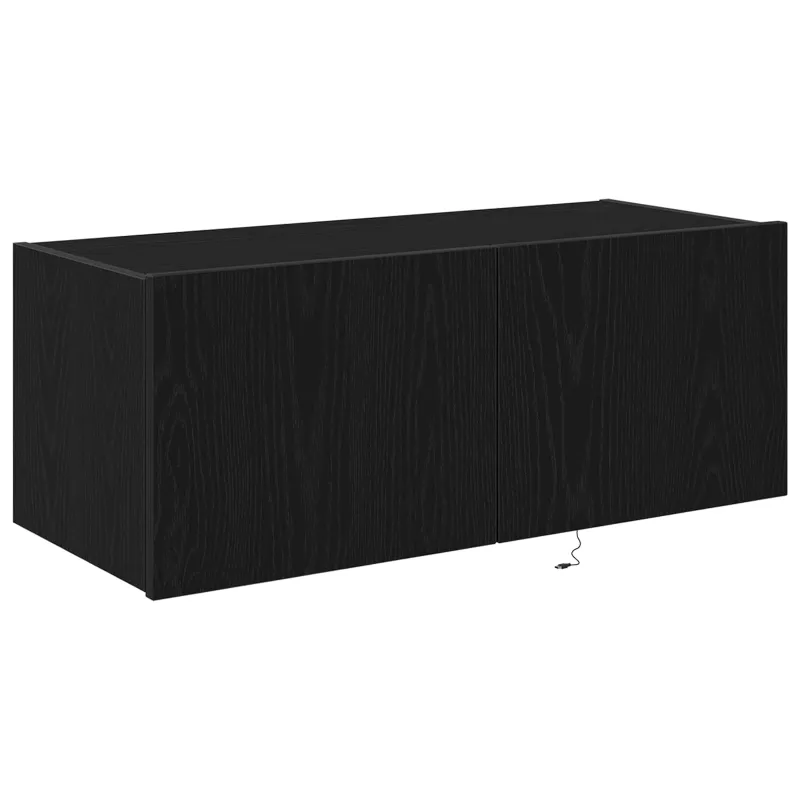 TV sieninė spintelė su LED Juodas ąžuolas 80 x 35 x 31 cm