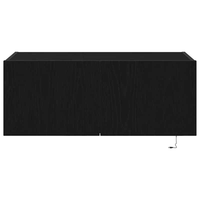 TV sieninė spintelė su LED Juodas ąžuolas 80 x 35 x 31 cm