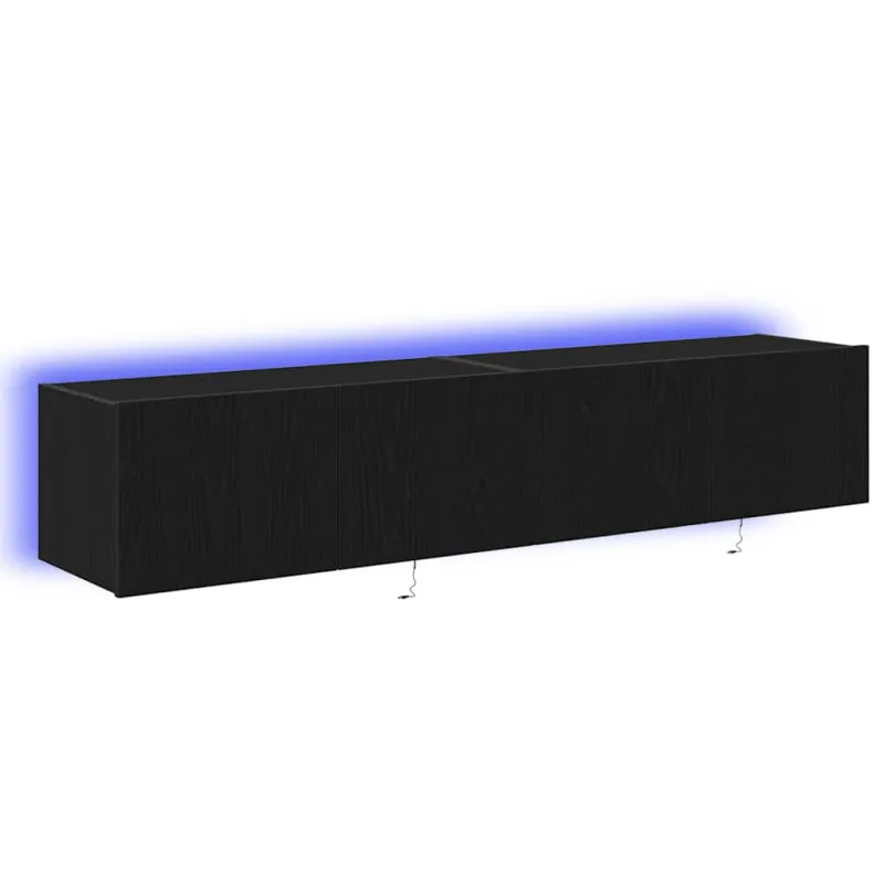 TV sieninė spintelė su LED 2 pcs Juodas ąžuolas 80 x 35 x 31 cm