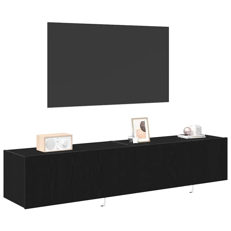 TV sieninė spintelė su LED 2 pcs Juodas ąžuolas 80 x 35 x 31 cm