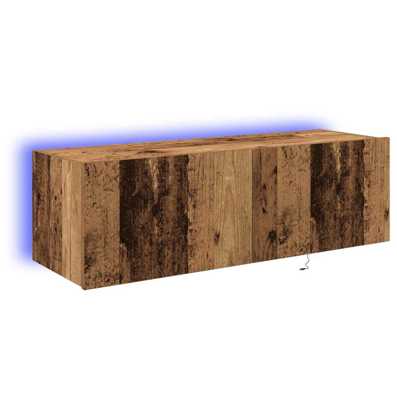 TV sieninė spintelė su LED 2 pcs Senas medis 100 x 35 x 31 cm