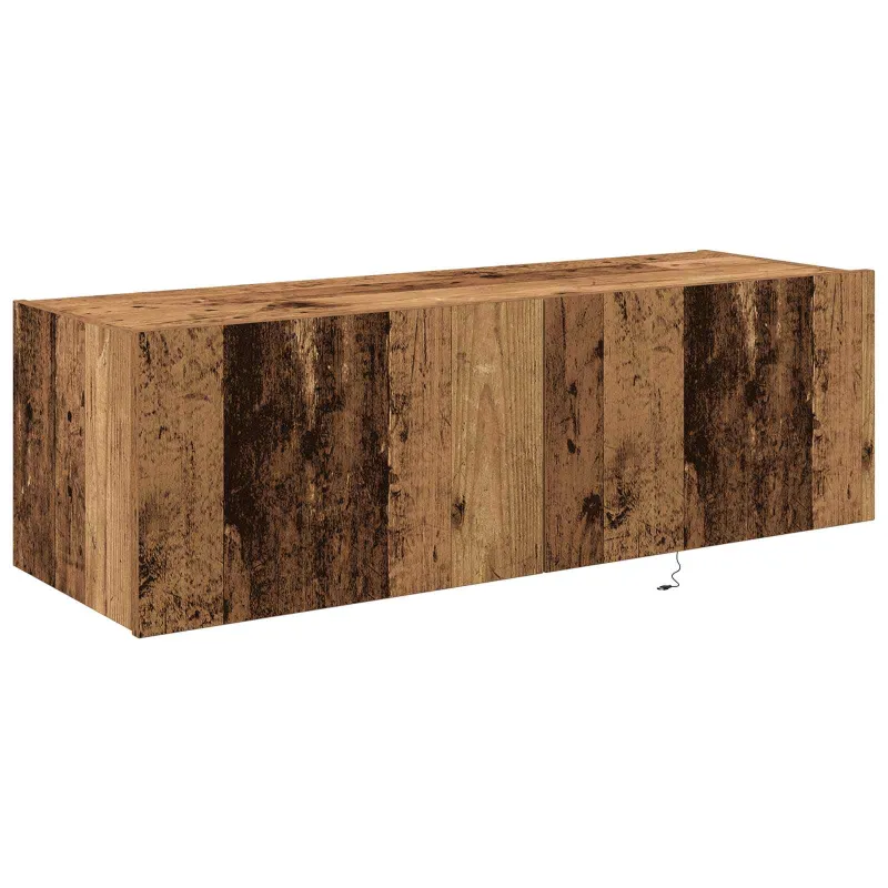 TV sieninė spintelė su LED 2 pcs Senas medis 100 x 35 x 31 cm