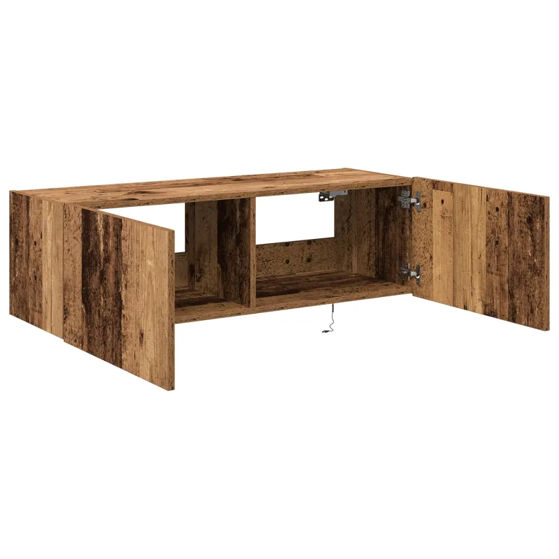 TV sieninė spintelė su LED 2 pcs Senas medis 100 x 35 x 31 cm