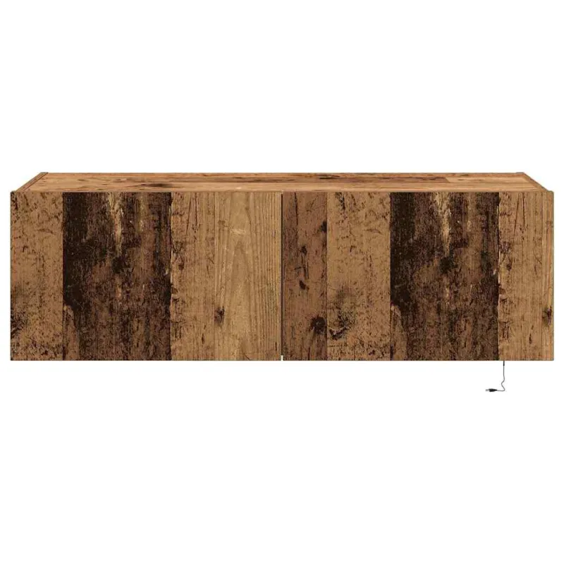 TV sieninė spintelė su LED 2 pcs Senas medis 100 x 35 x 31 cm