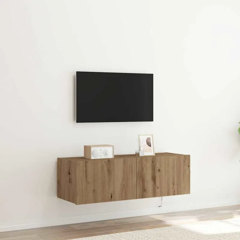 TV sieninė spintelė su LED Amatininkų ąžuolas 100 x 35 x 31 cm