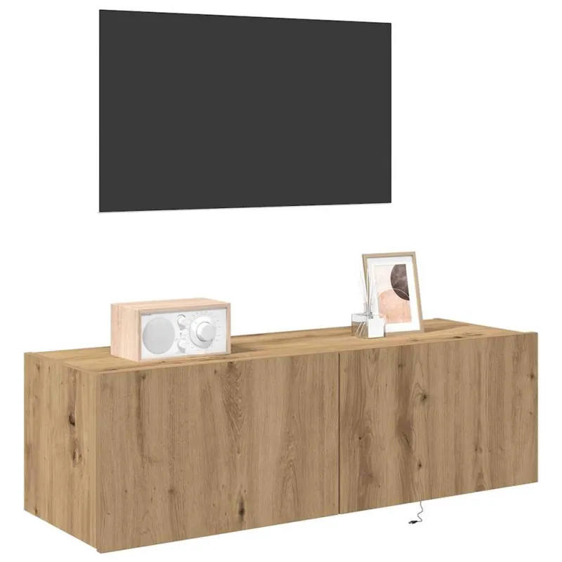 TV sieninė spintelė su LED Amatininkų ąžuolas 100 x 35 x 31 cm
