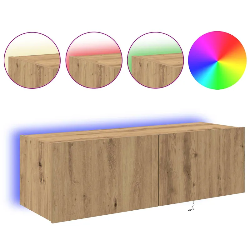 TV sieninė spintelė su LED Amatininkų ąžuolas 100 x 35 x 31 cm