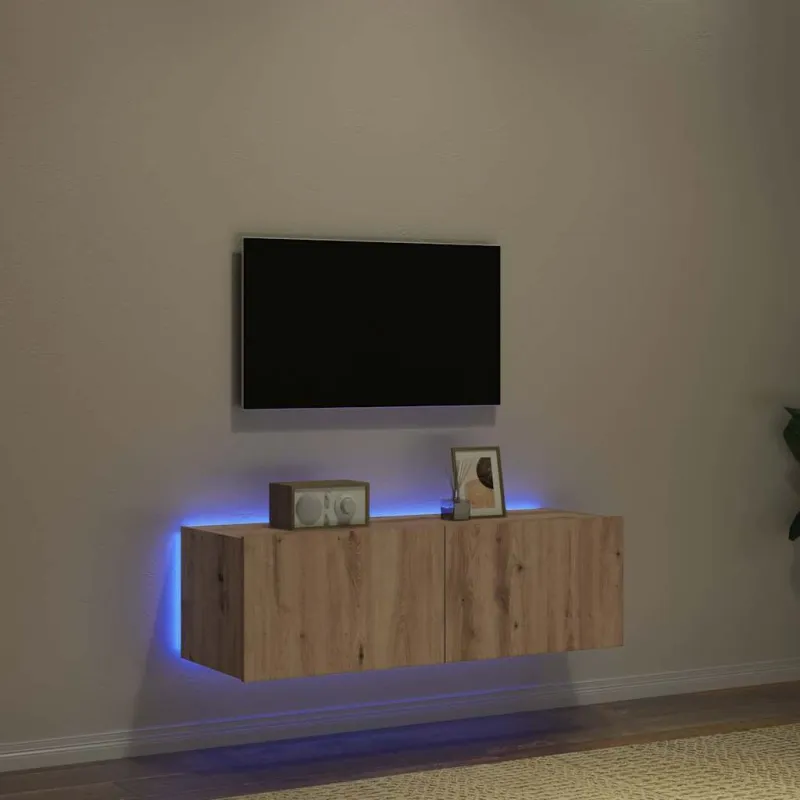 TV sieninė spintelė su LED Amatininkų ąžuolas 100 x 35 x 31 cm